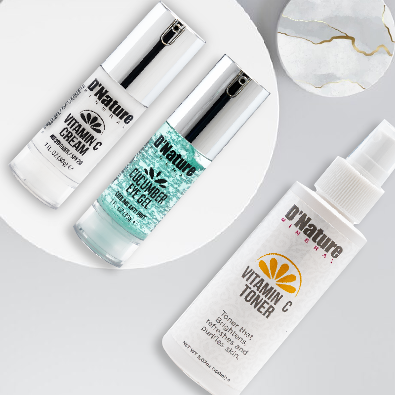 Vitamin C Cream SPF 20 + Vitamin C Toner + Cucumber Eye Gel + Free Brush Cleanser