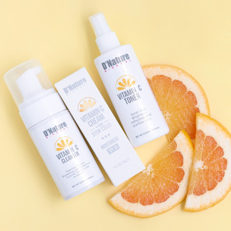 Vitamin C Cleanser + Vitamin C Toner + vitamin C Cream + Free Brush Cleanser