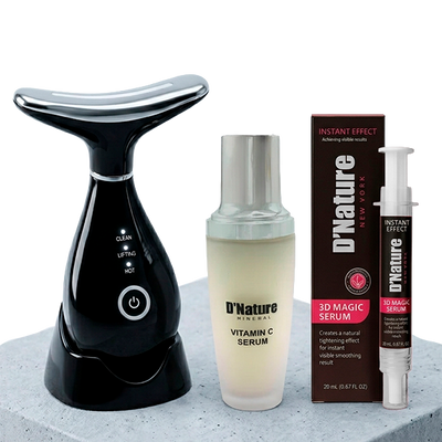 Vitamin C Serum + 3D Magic Serum + Face & Neck Anti-Wrinkle Massager