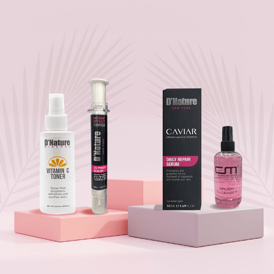 Caviar Daily Repair Serum - 3D Magic Serum + Vitamin C Toner + Free Brush Cleanser - D'Nature Mineral